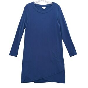 Pure Jill Dress Tunic Long Sleeve Pockets Knit‎ Casual Comfy Blue Size S